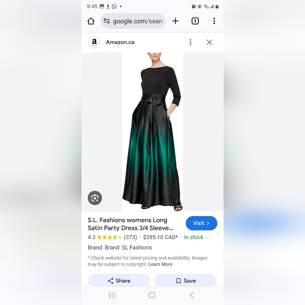 Long Satin Green Ombre Dress
